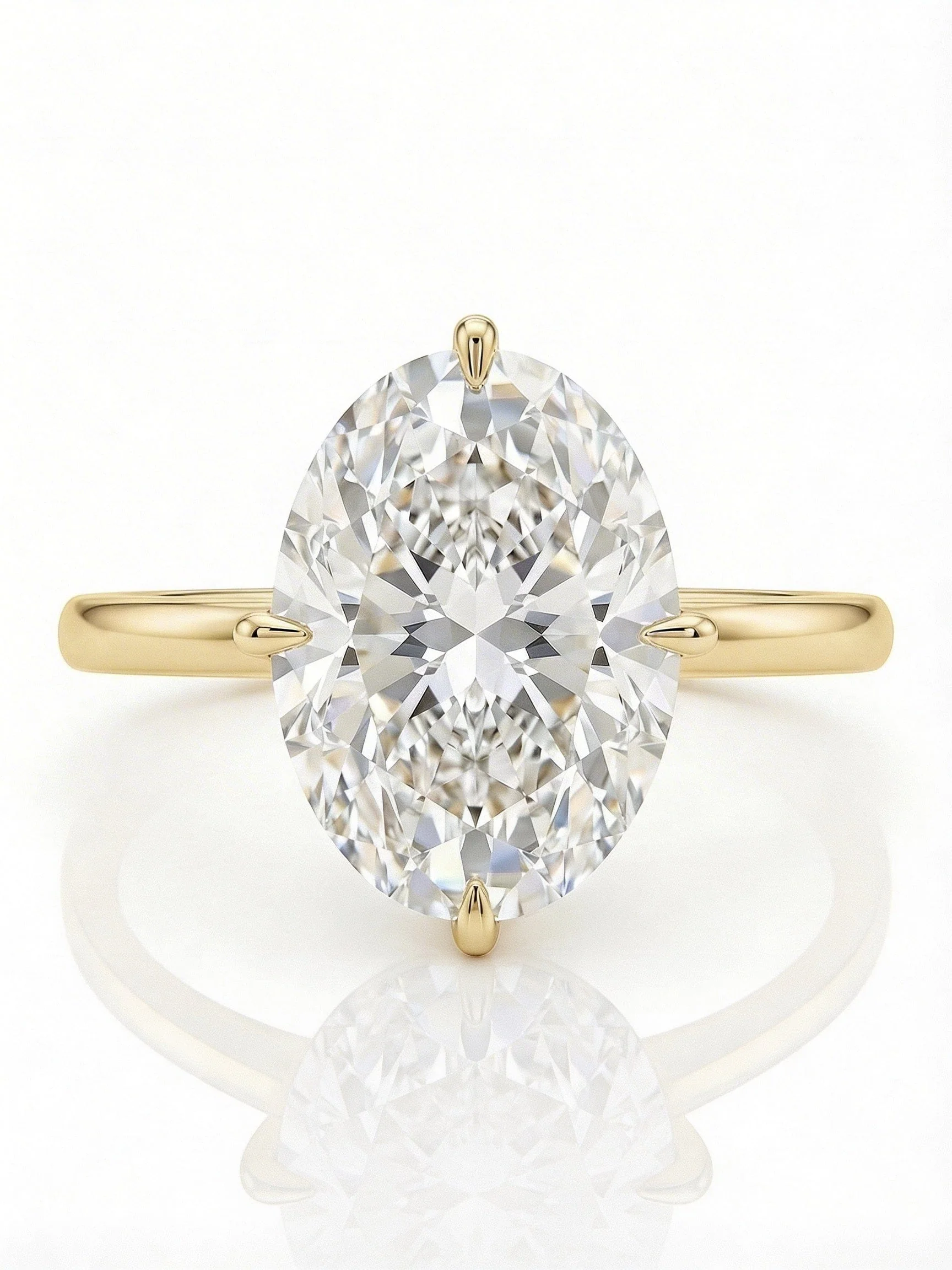 5 Carat Lab Grown Oval Cut Diamond Compass Solitaire Engagement Ring