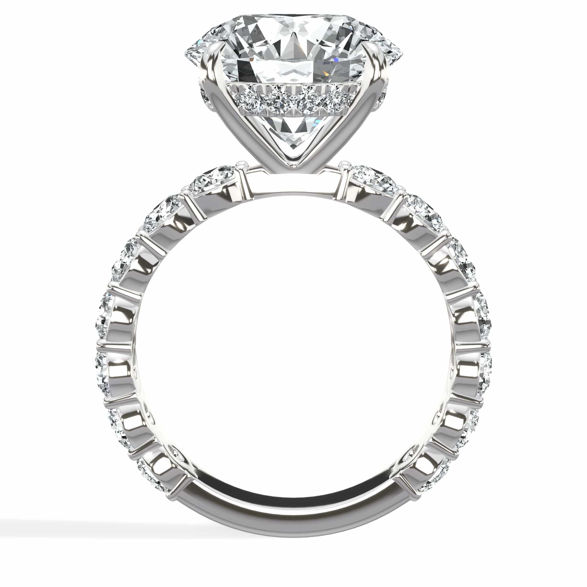 7 Carat Lab Grown Round Diamond Engagement Ring with 3/4 Eternity Band 14K White Gold - Image 2