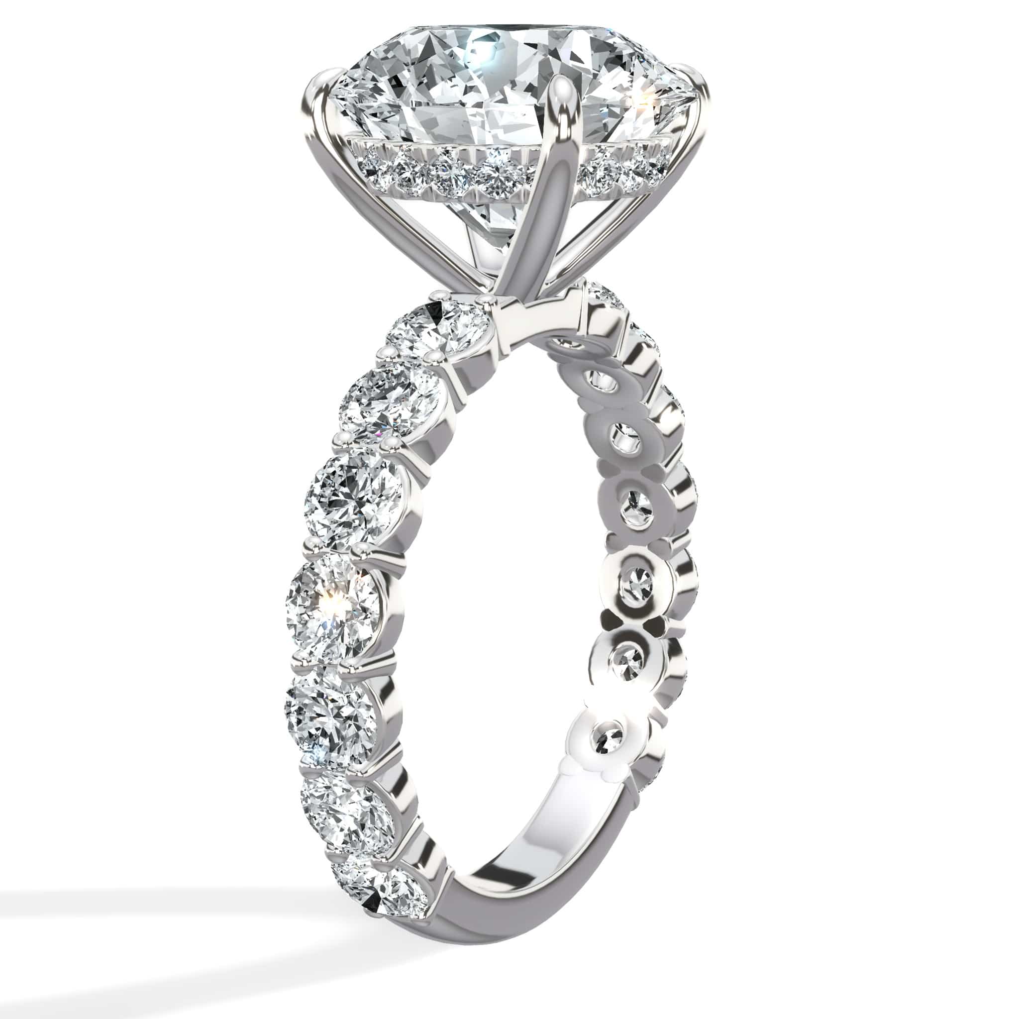 7 Carat Lab Grown Round Diamond Engagement Ring with 3/4 Eternity Band 14K White Gold - Image 3