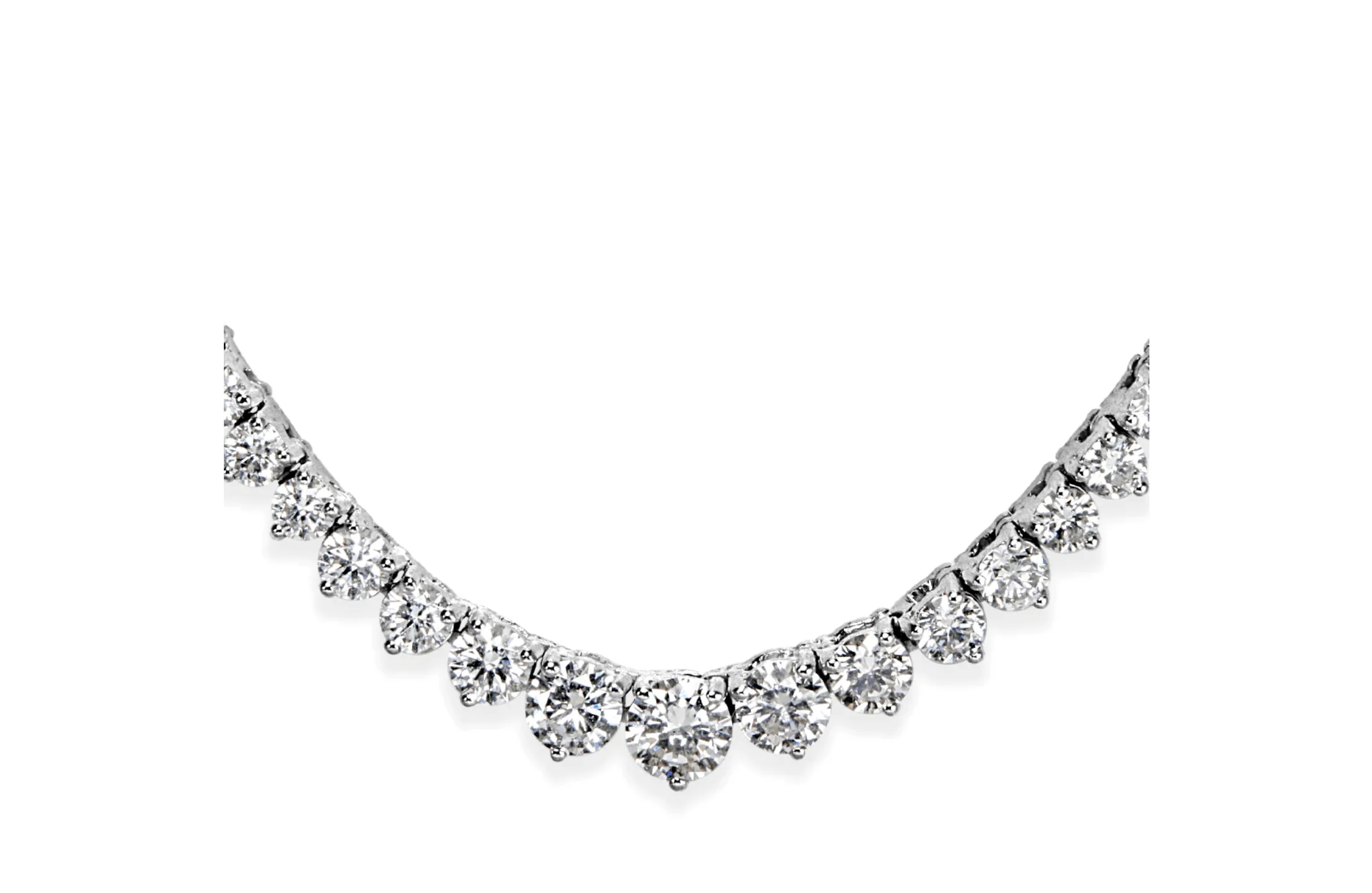 7.50 ct Round Brilliant Cut Lab Grown Diamond Graduated Tennis Necklace in 14k White Gold - Image 3
