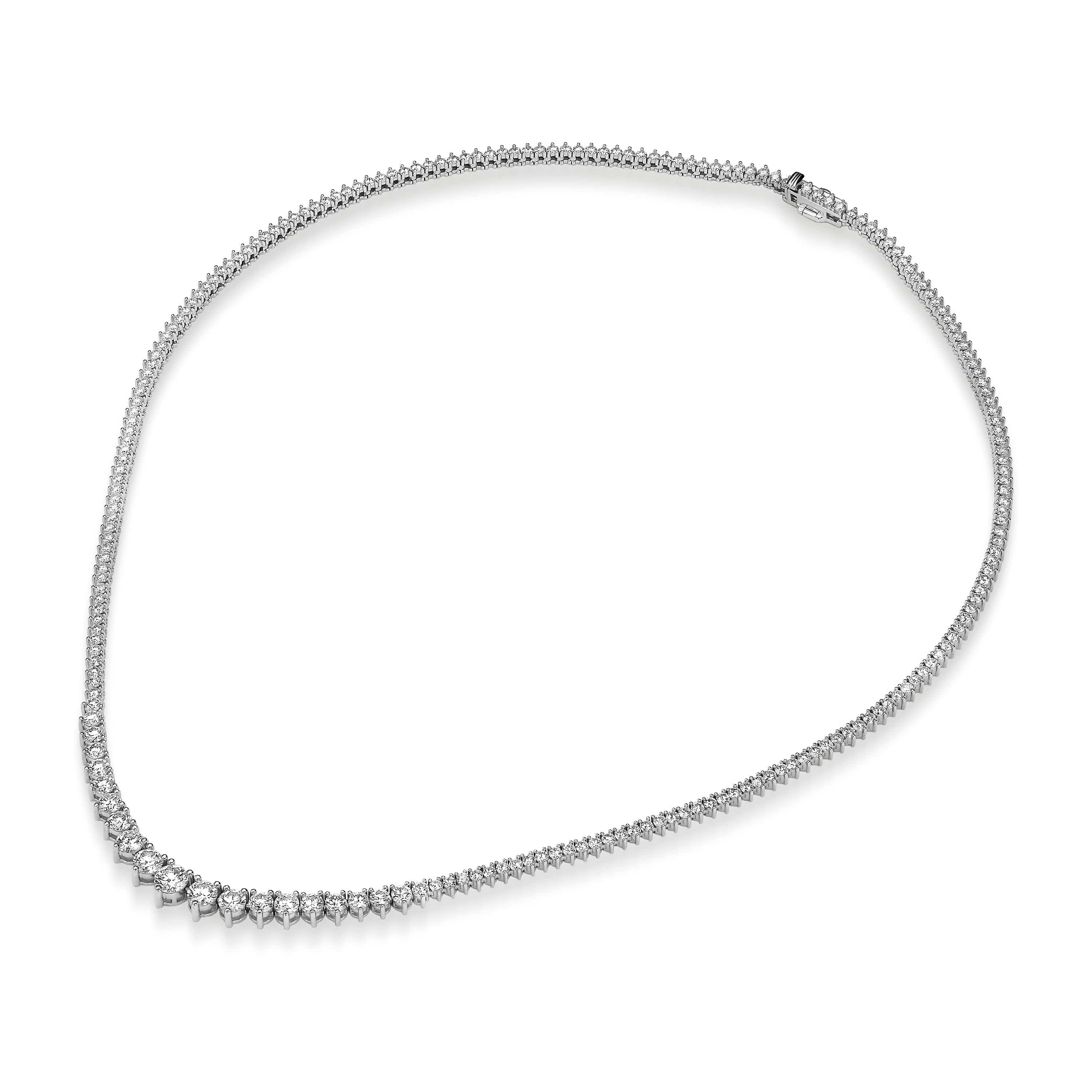 7.50 ct Round Brilliant Cut Lab Grown Diamond Graduated Tennis Necklace in 14k White Gold - Image 4
