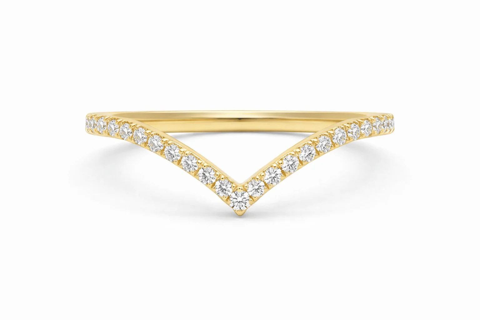 Chevron Diamond Contour Band in 14K Yellow Gold