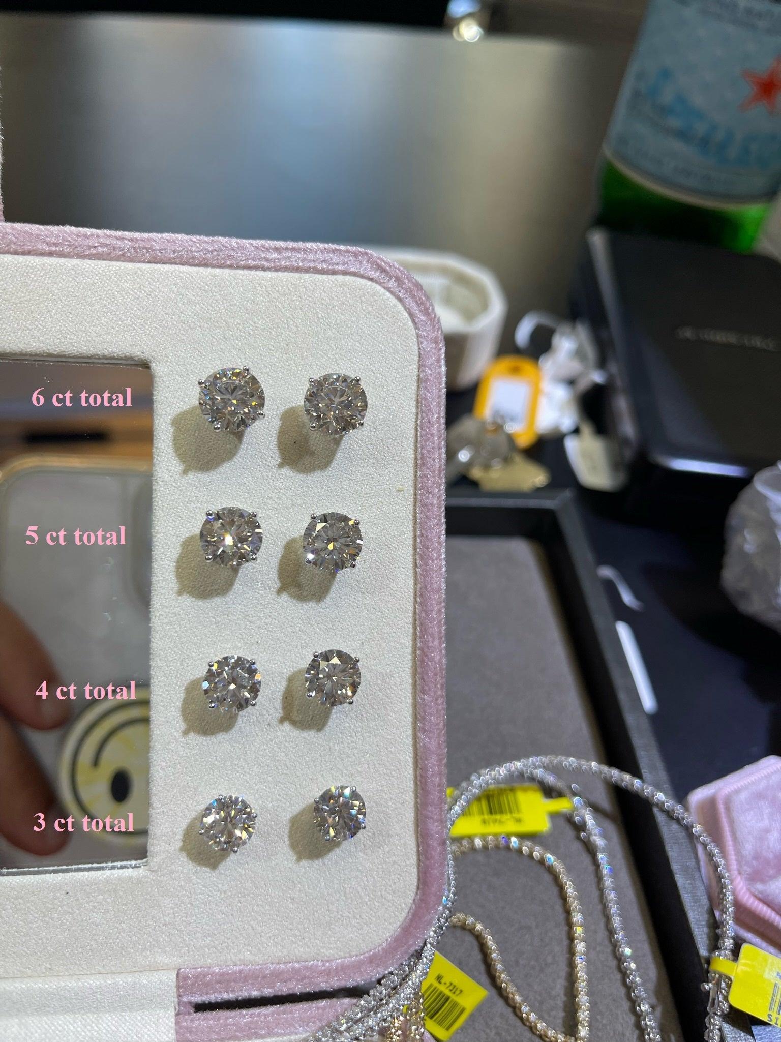 (1.00ct to 6.00ct) Lab Grown Round Cut Diamond Stud Earrings - Image 5