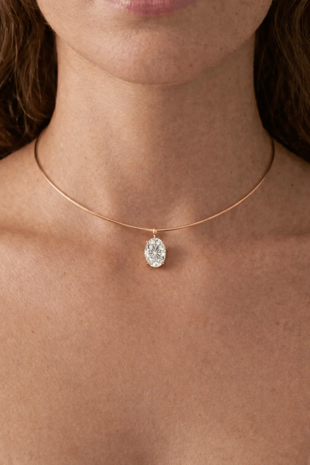The Aura 2ct Oval Diamond Collar Necklace in 14K Yellow Gold - Image 2