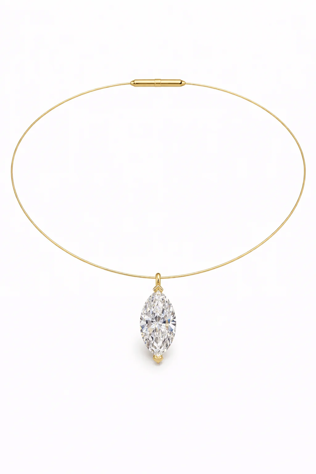 The Aura 3ct Marquise Diamond Collar Necklace in 14K Yellow Gold