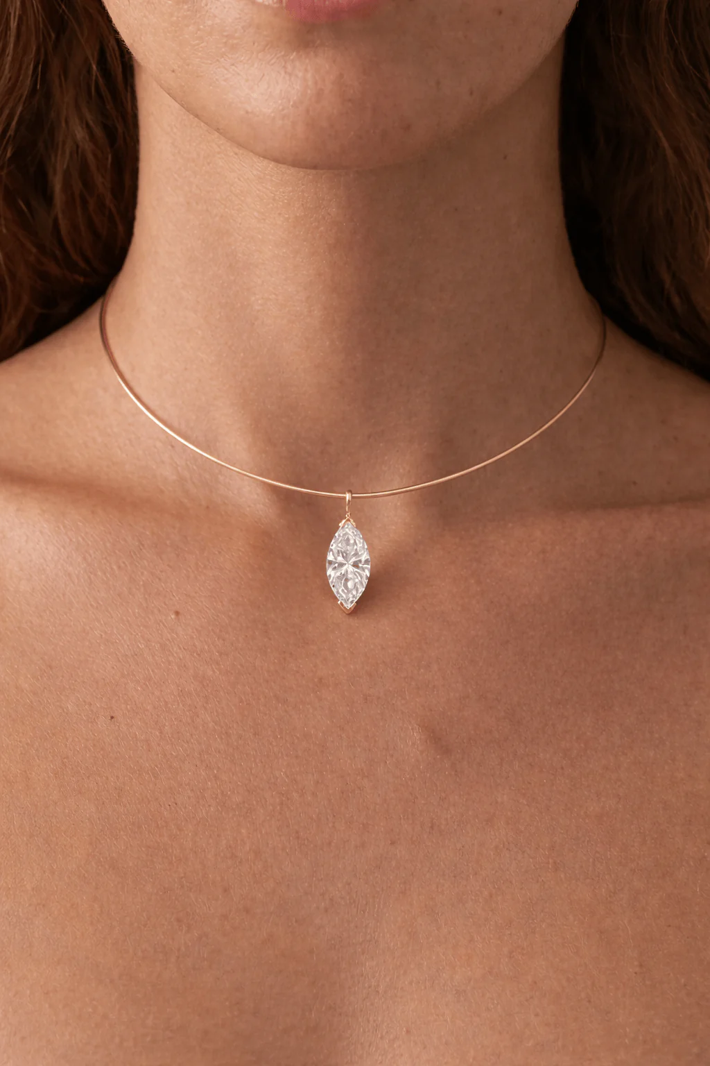 The Aura 3ct Marquise Diamond Collar Necklace in 14K Yellow Gold - Image 2