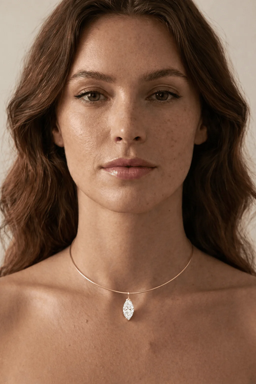 The Aura 3ct Marquise Diamond Collar Necklace in 14K Yellow Gold - Image 3